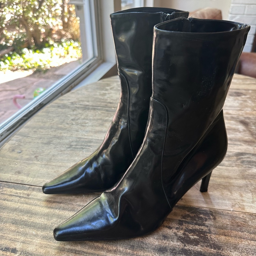 Burberry Patent Leather Black Heeled Boots